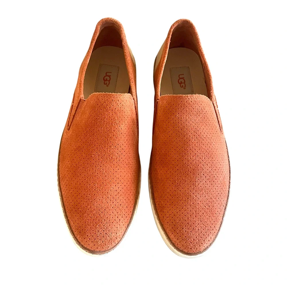 UGG Adley Women's Size US 10/41 Orange Suede Perforated Leather Slip-On Loafers